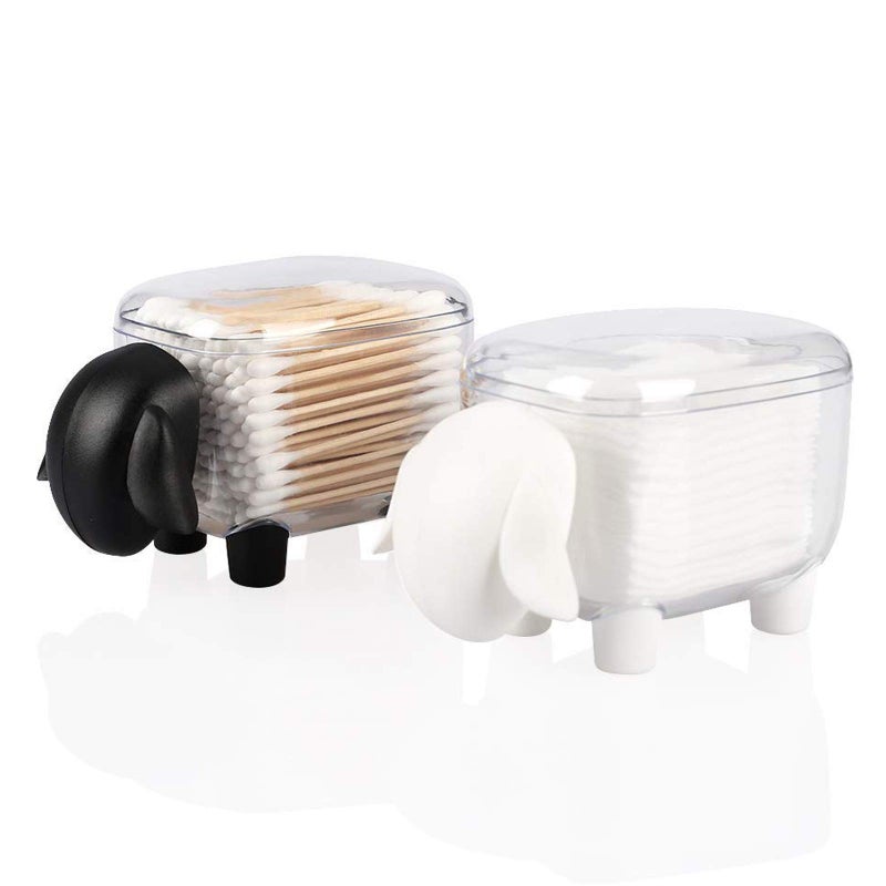 Agirlvct Cotton Ball Holder, Acrylic Qtip Dispenser with Lid, Cute Cotton Swab Holders, Bathroom Jars, Restroom Vanity Organizer Canister for Counter, Small Containers Storage Sheep Gifts Birthday (2 Pack) - Image 1
